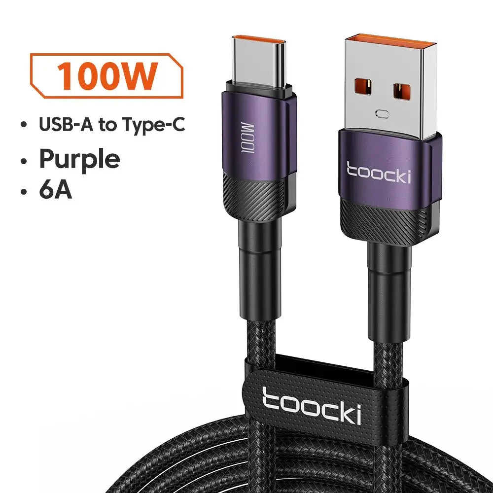 Toocki USB Type C Cable Fast Charging USB C Charger Cord 1m 2m USB A to C Purple