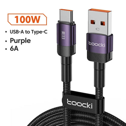 Toocki USB Type C Cable Fast Charging USB C Charger Cord 1m 2m USB A to C Purple