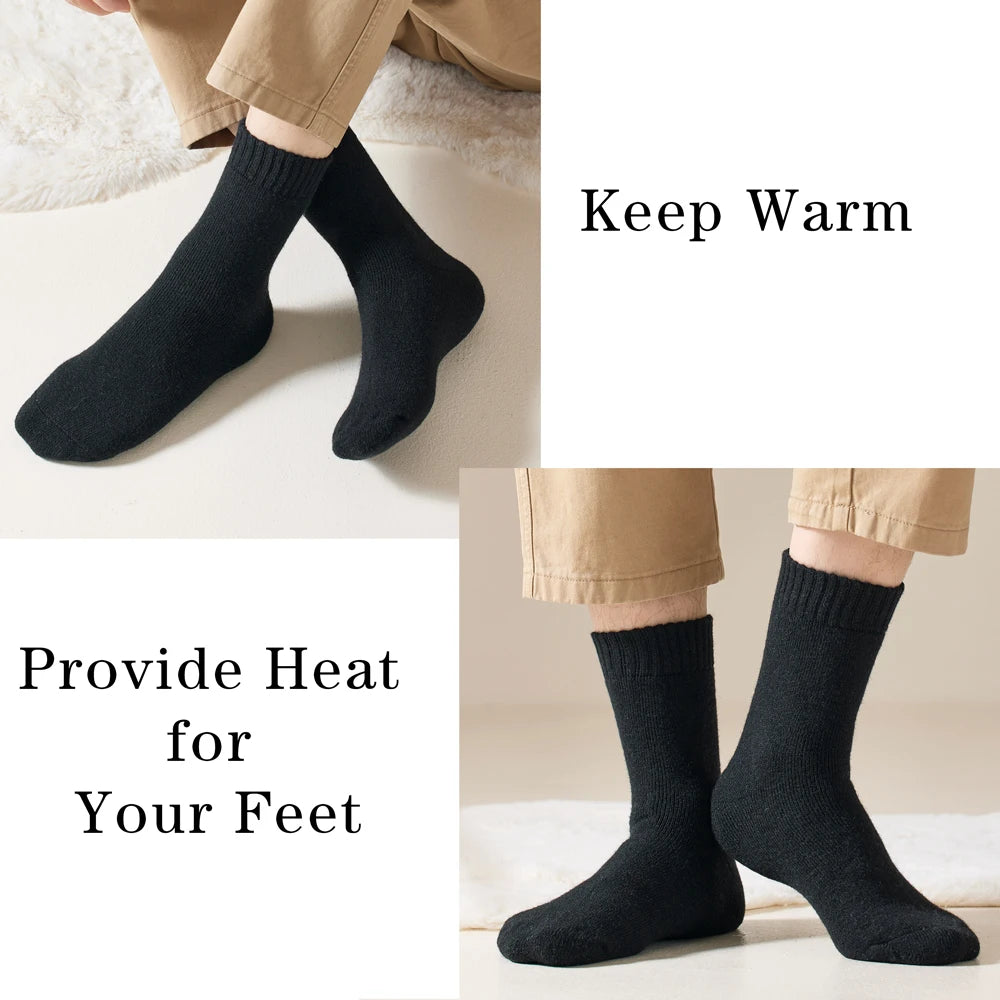 Thick Merino Wool Men Winter Crew Socks Warm Thermal
