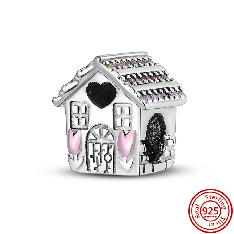 925 Silver Hot Air Balloon Castle Tower Mushroom Charms
