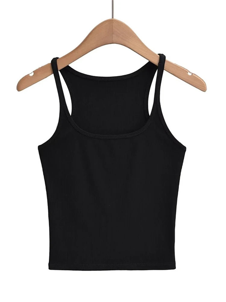 Women's U Neck Knit Vest Crop Top Camisole Dozw Trendy