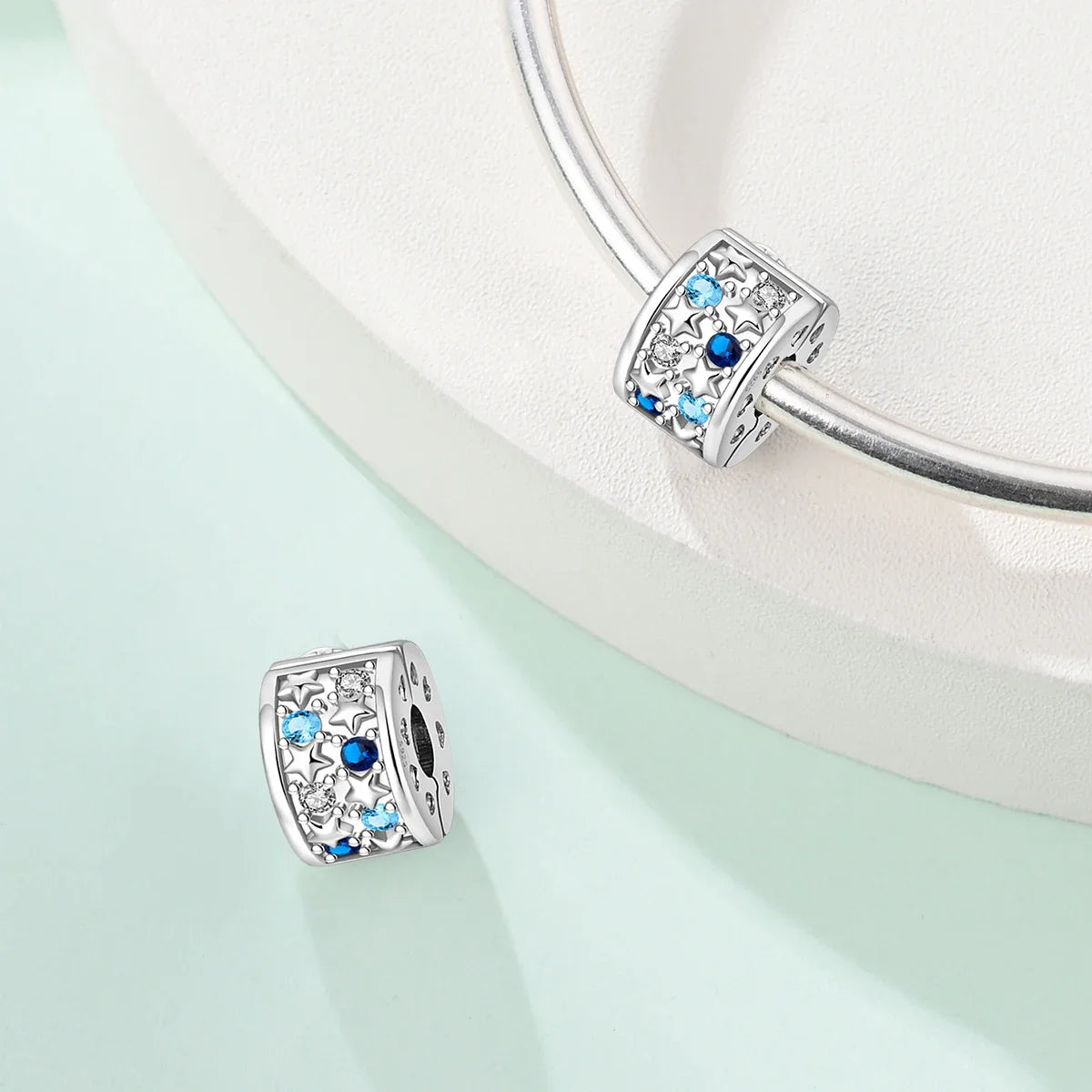 925 Sterling Silver Colorful Butterfly Star Moon Flower Beads Clip Charm for DIY Bracelets Fine Jewelry