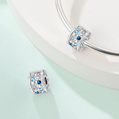 925 Sterling Silver Colorful Butterfly Star Moon Flower Beads Clip Charm for DIY Bracelets Fine Jewelry