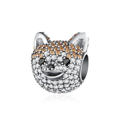 Sterling Silver Paw Print and Bone Charm Bead for Pet Bracelet Jewelry B5654