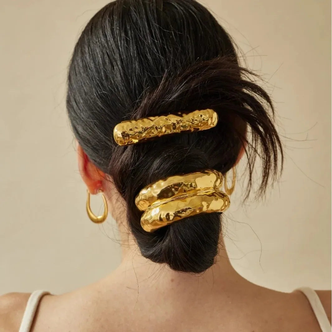 Trendy Geometric Double-Layer Metal Hair Bands for Women