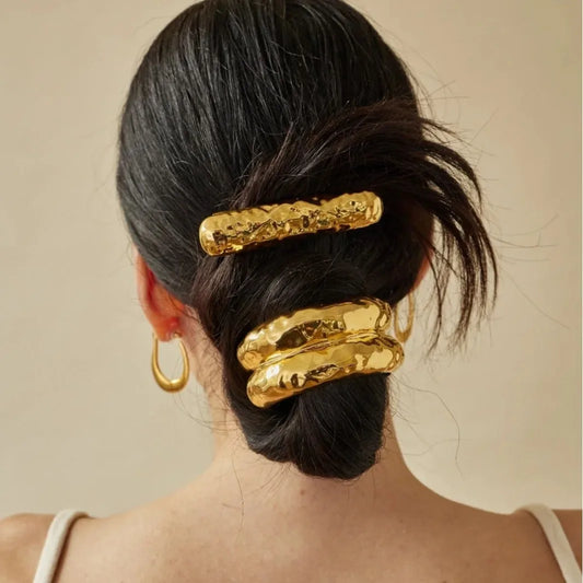 Trendy Geometric Double-Layer Metal Hair Bands for Women