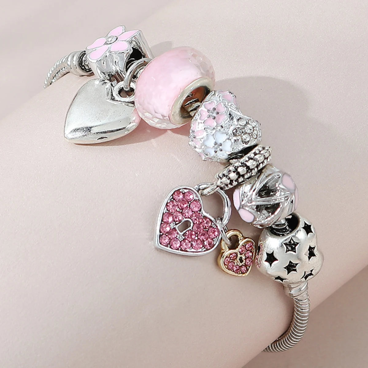 Women's Fashion Beaded Love Bracelet Exquisite Sterling Silver Jewelry for Every Occasion SMT005