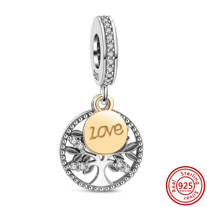 925 Silver Lucky Crown Butterfly Heart Family Tree Beads