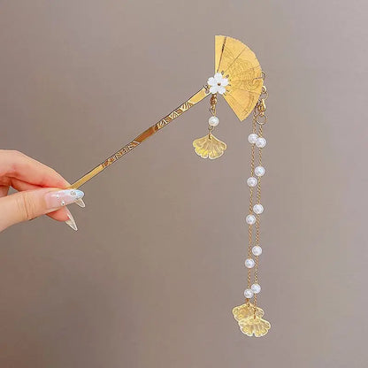 Chinese Style Tassel Hair Clip for Women with Handmade Floral Design