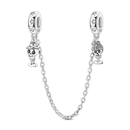 925 Sterling Silver Halloween Charms Set Pumpkin Skull Witch Ghost Beads for Bracelet Necklace Jewelry