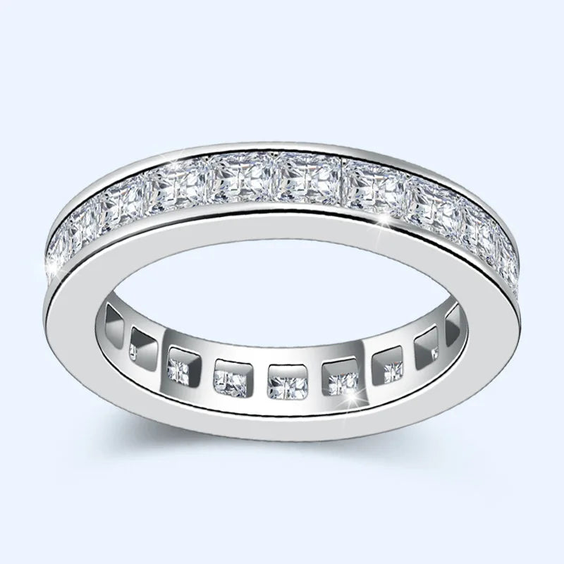 Luxury Pave AAAAA CZ 925 Sterling Silver Engagement Wedding Ring for Women and Men Vintage Party Jewelry Gift