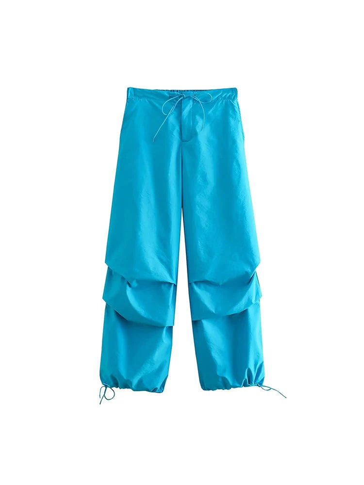 Women Parachute Cargo Pants High Waist Jogger Boot Cut