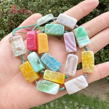 Natural Multicolor Cracked Agate Faceted Stone Beads for DIY Necklaces and Bracelets 15 Inches