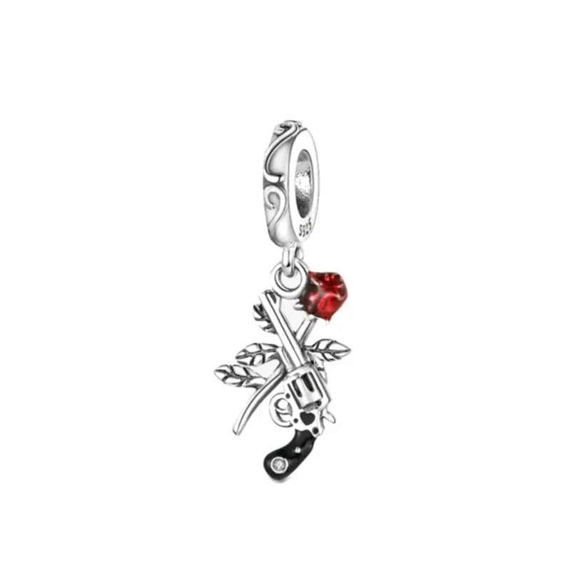 Yinyang Flower Clover Pendant 925 Silver Amulet for Bracelets DIY Jewelry Gift B940