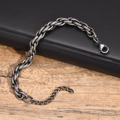 Mprainbow Vintage Punk Rock Chain Bracelet for Men Boys, 8mm Stainless Steel Link Wristband Gift