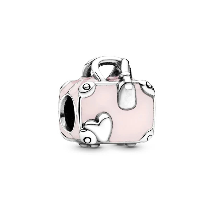 Pink Hot Air Balloon Daisy Murano Glass Charm for European Silver Bracelet SS0027