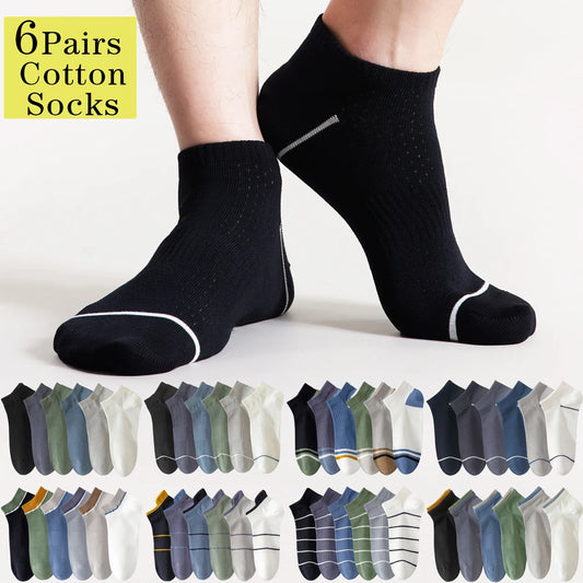 6 Pairs Mens Anti Odor Breathable Ankle Socks Cotton