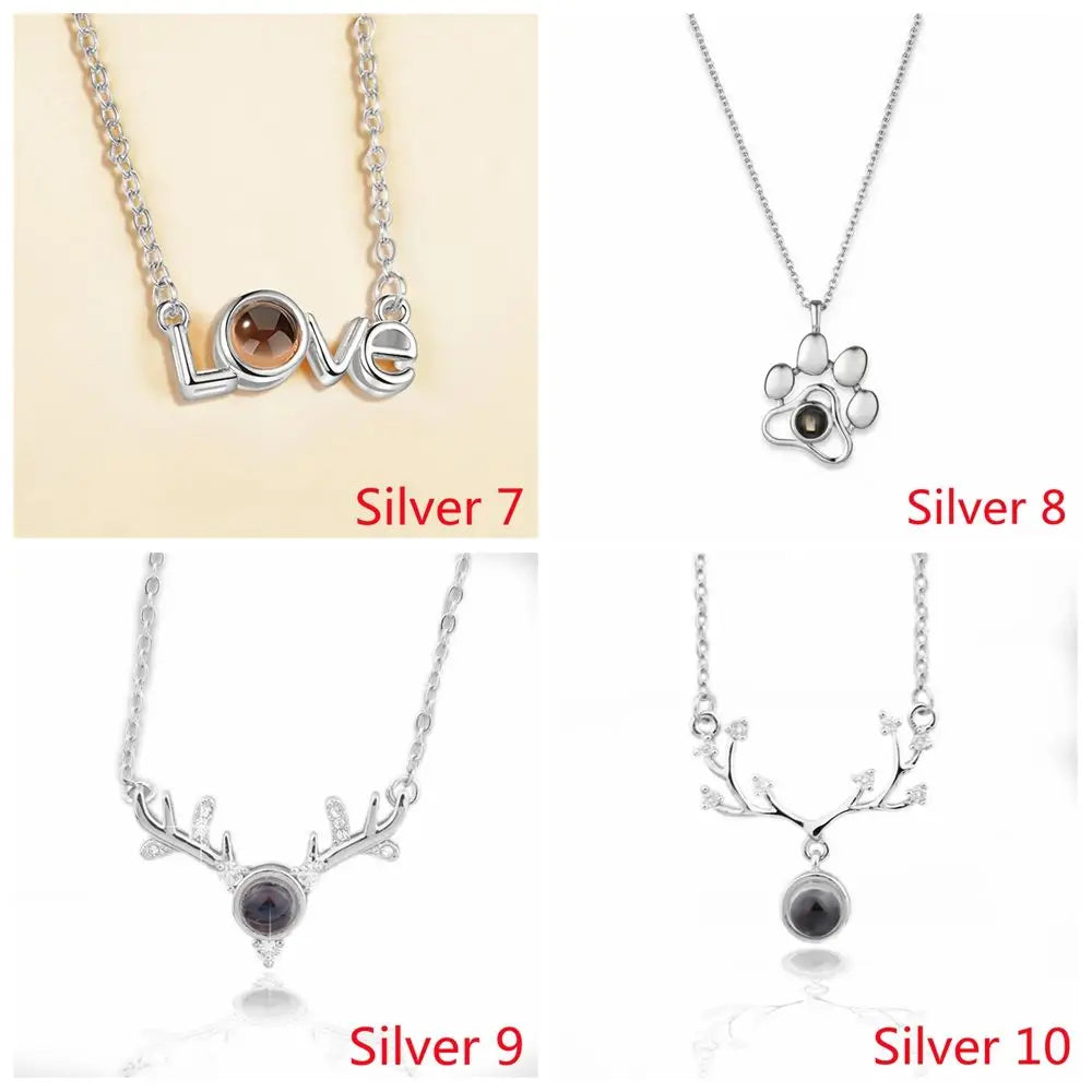 100 Languages I Love You Projection Pendant Necklace for Women gold-5