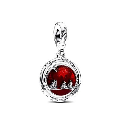 Exquisite 925 Silver Heart-Shaped Pendant with Bow and Moon Beads for DIY European Bracelets