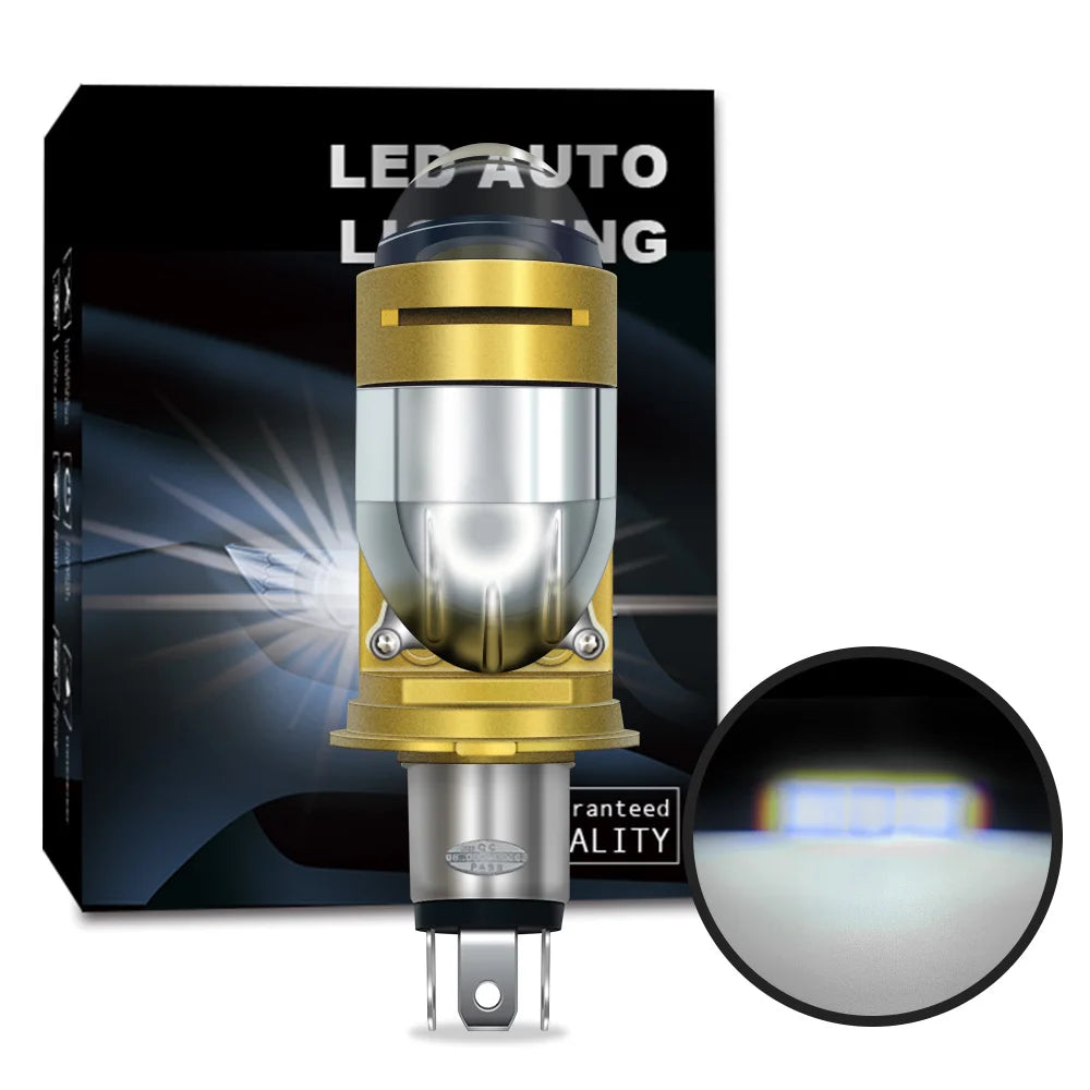 Stella Bi LED Lens Projector H4 Mini Bulb 110W Headlight White Light 1 Piece Yellow Bulb H4 LHD