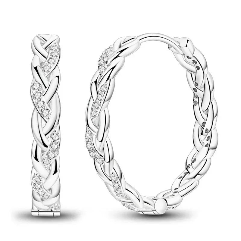 Luxury Colorful 925 Sterling Silver Hoop Earrings with Zircon Heart and Apple Pendants Birthday Gift for Women