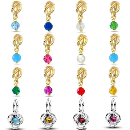 European 925 Sterling Silver Birthstone Pendant Charm Bead for Bracelet and Necklace Jewelry for Women