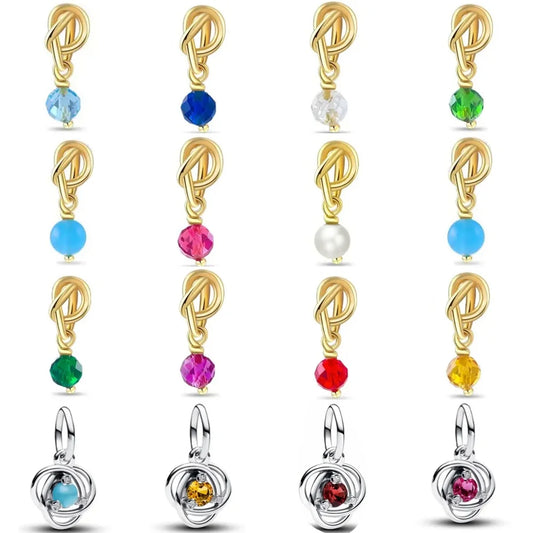 European 925 Sterling Silver Birthstone Pendant Charm Bead for Bracelet and Necklace Jewelry for Women