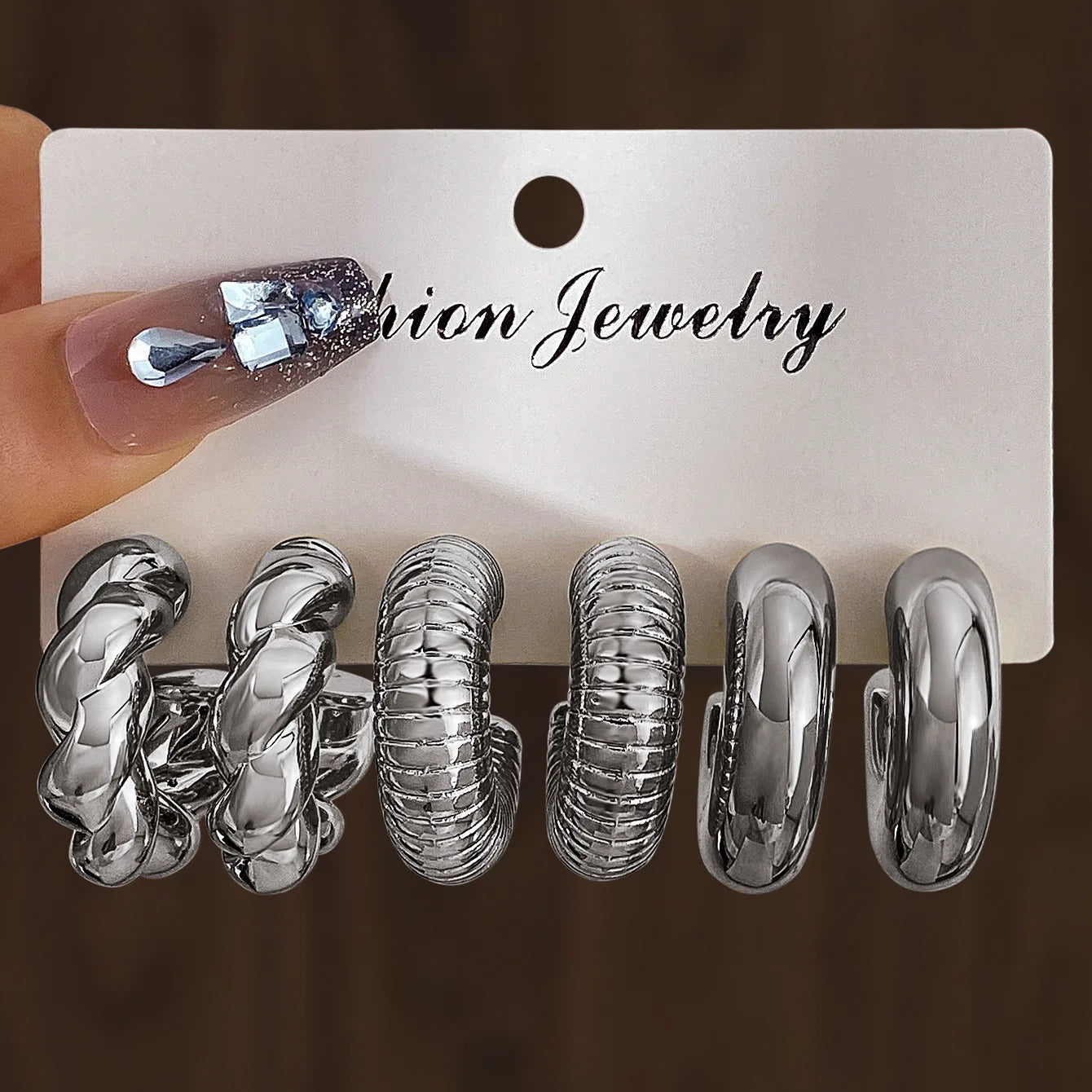 6 Piece Stainless Steel Waterdrop Hoop Earring Set for Women Minimalist Smooth Circle Design