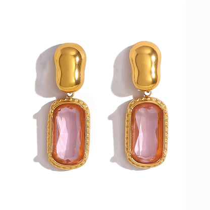 Wild and Free 18K Gold Plated Cubic Zirconia Stainless Steel Drop Earrings for Women