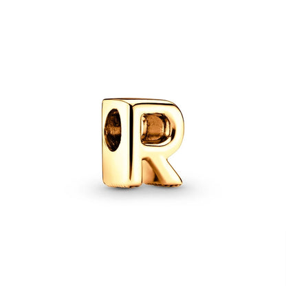 Gold Plated A To Z Alphabet Charm Beads For 925 Bracelet