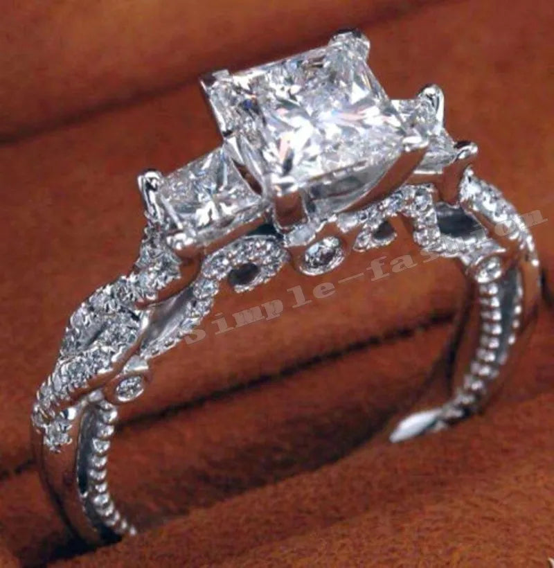 Fashion Anniversary Ring 925 Sterling Silver Moissanite Engagement Wedding Band for Women and Men