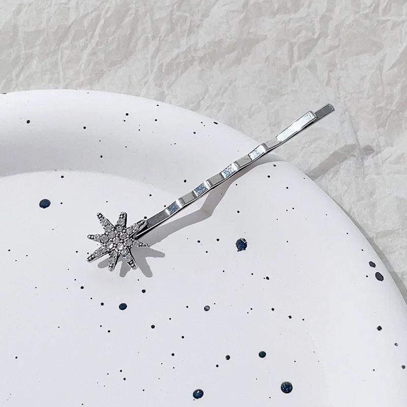 Geometric Stars & Moon Rhinestone Hair Clip Set - Top-Rated Bridal Hairpins for Women Antique Silver 3