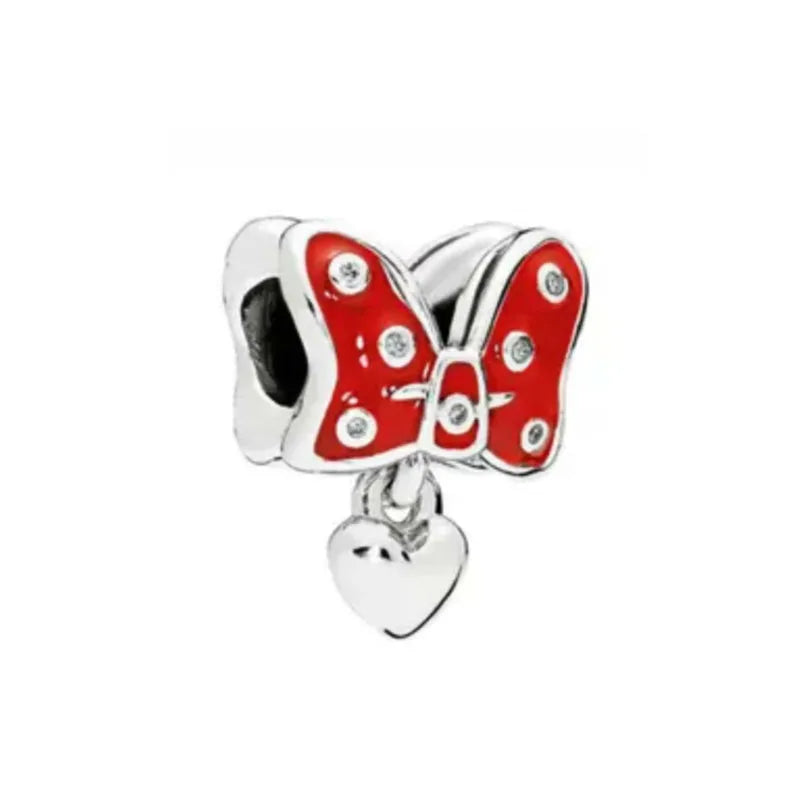 2025 Hot Selling 925 Silver Red Bow Rabbit Pendant Girl Beads for European Original Bracelet DIY Exquisite Jewelry