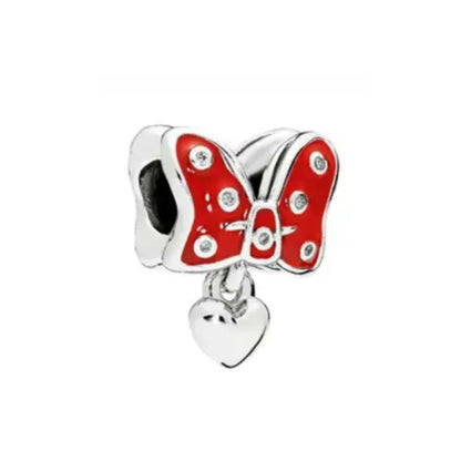 2025 Hot Selling 925 Silver Red Bow Rabbit Pendant Girl Beads for European Original Bracelet DIY Exquisite Jewelry