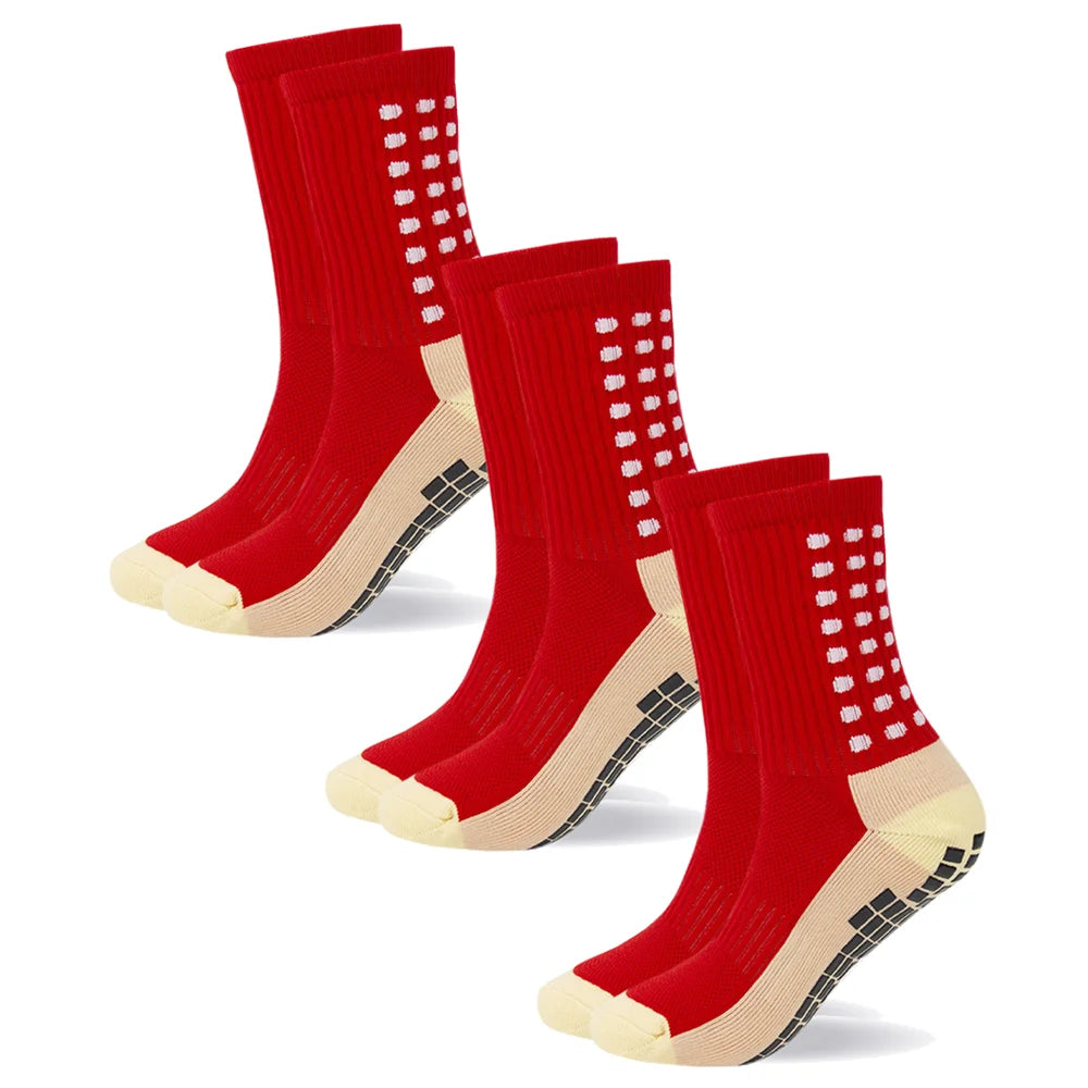 3 Pairs Unisex Anti Slip Crew Socks Towel Sole Cushioned