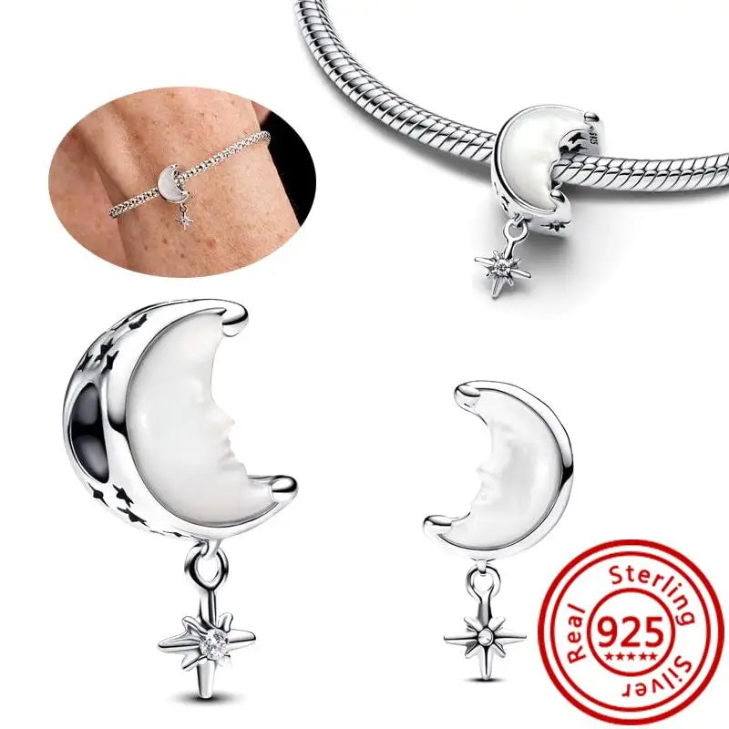 925 Silver Galaxy Charms Bracelet with Starry Sky Beads and Planetary Motifs