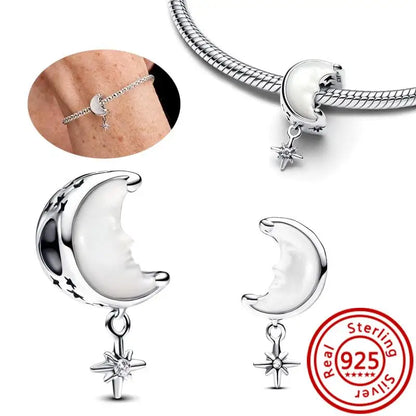 925 Silver Galaxy Charms Bracelet with Starry Sky Beads and Planetary Motifs