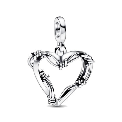 925 Sterling Silver Golden Heart Star Beads Charms for DIY Bracelet and Necklace Gift for Women Mother and Sister