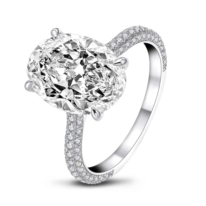 Classic Lady Lab Diamond Ring in 925 Sterling Silver Elegant Bridal Engagement Jewelry Gift for Women Style 1