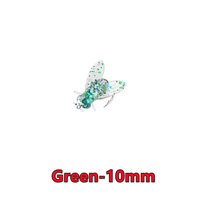 New 50-10PCS Mini Bionic Fly Fishing Bait For Salmon Trout Green-10mm 10PCS