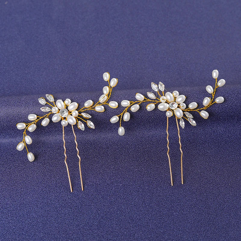 Elegant Gold Crystal Hair Pin for Women - Trendy Rhinestone Bridal Wedding Hair Accessory