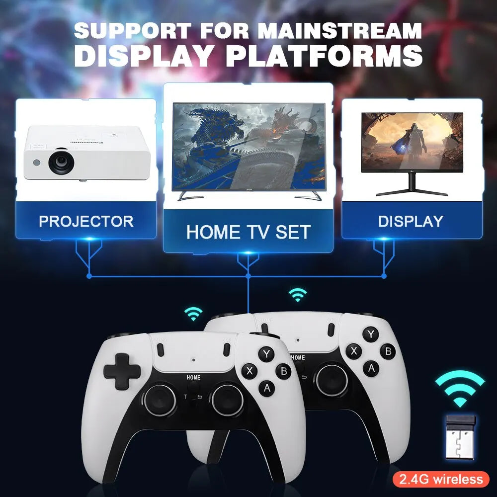 BOYHOM P5 Pro 4K Game Stick Console With 2.4G Dual Wireless Controllers 41000 Built In Games 128GB Y6 Plus Retro Gaming Christmas Gift