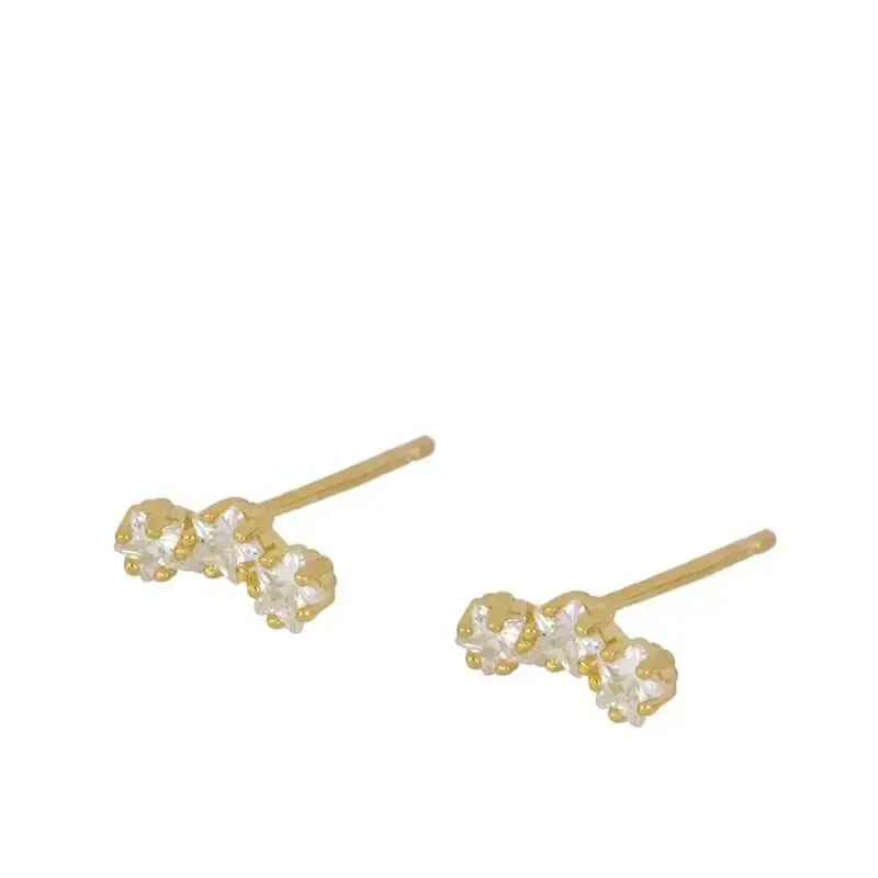 Crmya Gold Plated Women's Earrings Set with Vintage CZ Zircon Drop and Stud Hoops