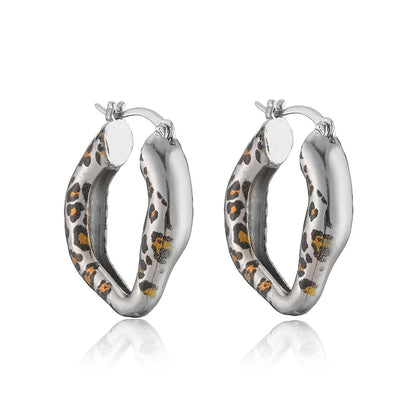 Hecheng 18K Gold Plated Leopard and Snake Pattern Unisex Jewelry Set with Stainless Steel Necklace and Earrings