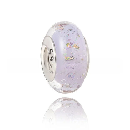925 Sterling Silver Murano Glass Rainbow Snowflakes Stars Charm for Women Bracelet DIY Jewelry