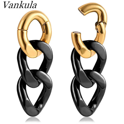 Vankula 2PCS 6mm Stainless Steel Chain Ear Weights Hangers Plugs Jewelry 7 CHINA 6mm