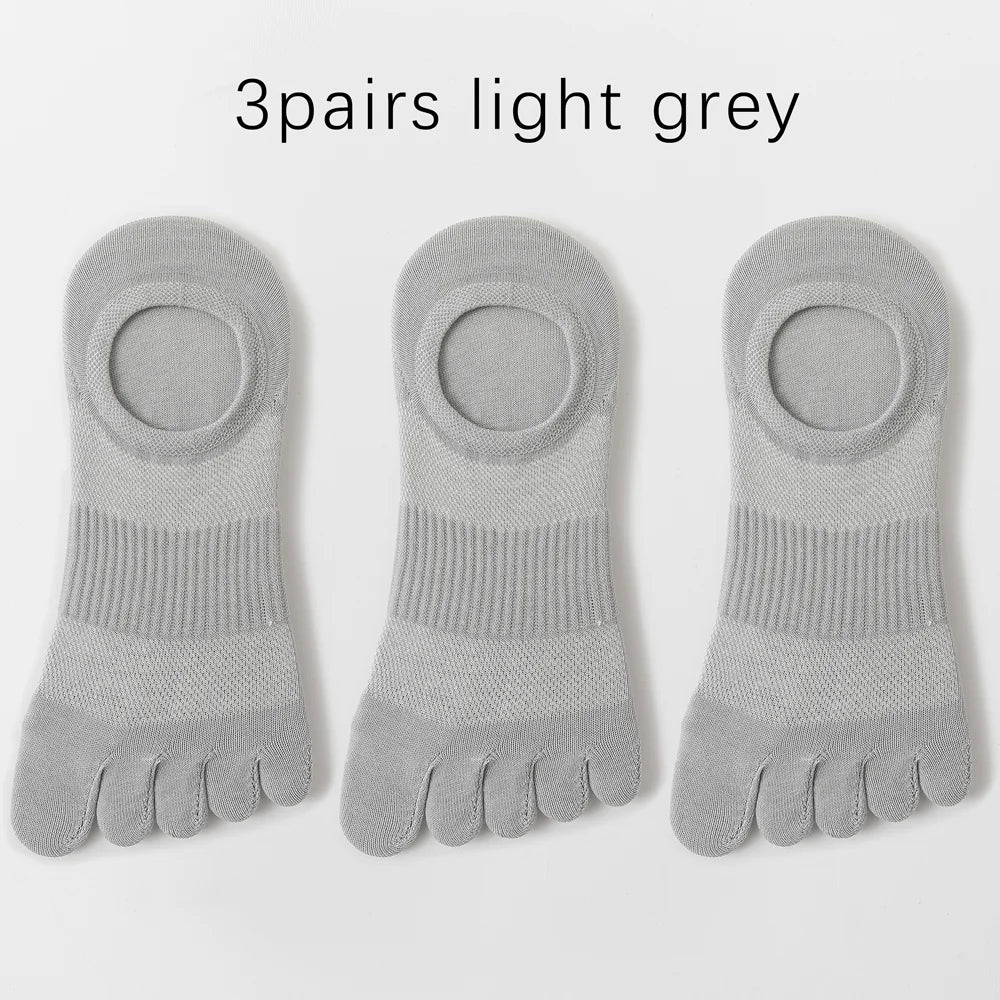 3 Pairs Mens Five Toe Breathable Anti Odor Ankle Socks