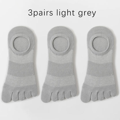 3 Pairs Mens Five Toe Breathable Anti Odor Ankle Socks