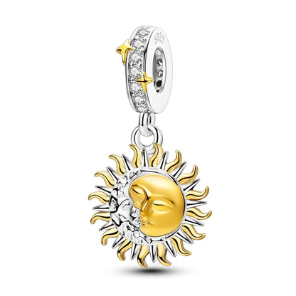 Luxury Sterling Silver Moon Sun Charm for Bracelets and Necklaces