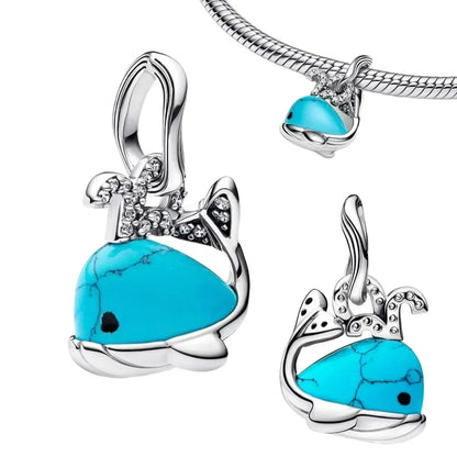 Summer Murano Glass Sea Turtle Dangle Charm Colorful Crystal Zircon Pendant 925 Sterling Silver Fine Jewelry for Original Bracelets